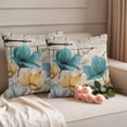 thumbnail image 2 of Watercolor Flowers Outdoor Waterproof Pillow Covers, Vintage Tulips Floral Barn Doors Wood Grain Decorative Square Throw Pillowcase Sofa Cushion Sham for Patio/Couch/Chair, 26"x26" 2 Pack, 2 of 8