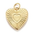 thumbnail image 2 of Rack Plating Real 18K Gold Plated Brass Pendants with Jump Rings Long-Lasting Plated Lead Free & Cadmium Free & Nickel Free Heart with Letter A~Z Letter.H, 2 of 3