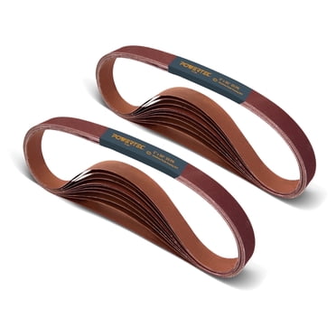 POWERTEC 12-Pack 4x36 Inch Sanding Belts, 240 Grit Aluminum Oxide For Bench Sanders - Wood & Metal