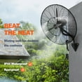 thumbnail image 4 of VEVOR Wall-Mount Misting Fan Oscillating Metal Fan 24.3'' 3 Speed Waterproof, 4 of 10