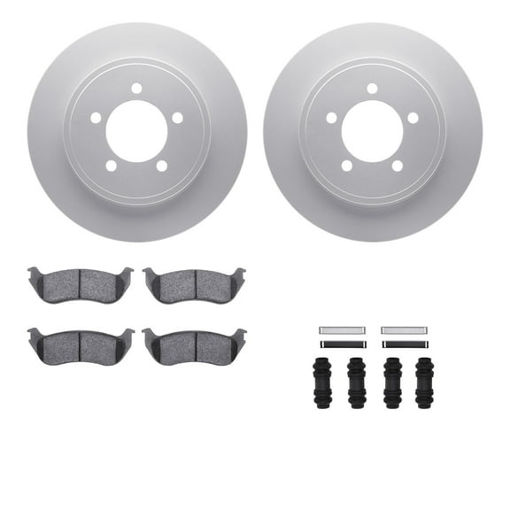 Dynamic Friction Company Rear Geospec Brake Rotors with Heavy Duty Brake Pads includes Hardware 4212-54006