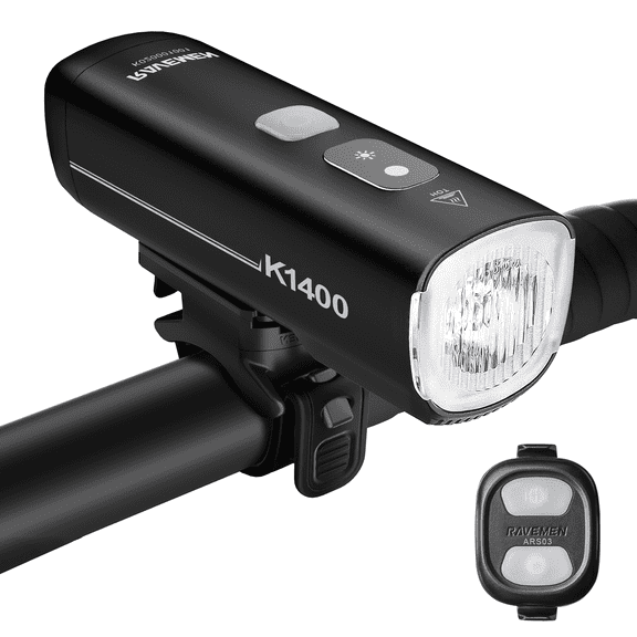 RAVEMEN 1400 Lumen Smart Bike Light Support Above and Inverted Handlebar Mounting for Night Riding