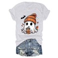 thumbnail image 2 of Halloween Ghost Shirts for Women Casual Short-Sleeved Ghost Print T-Shirt Retro Fall Spooky Season Tees Tops, 2 of 6