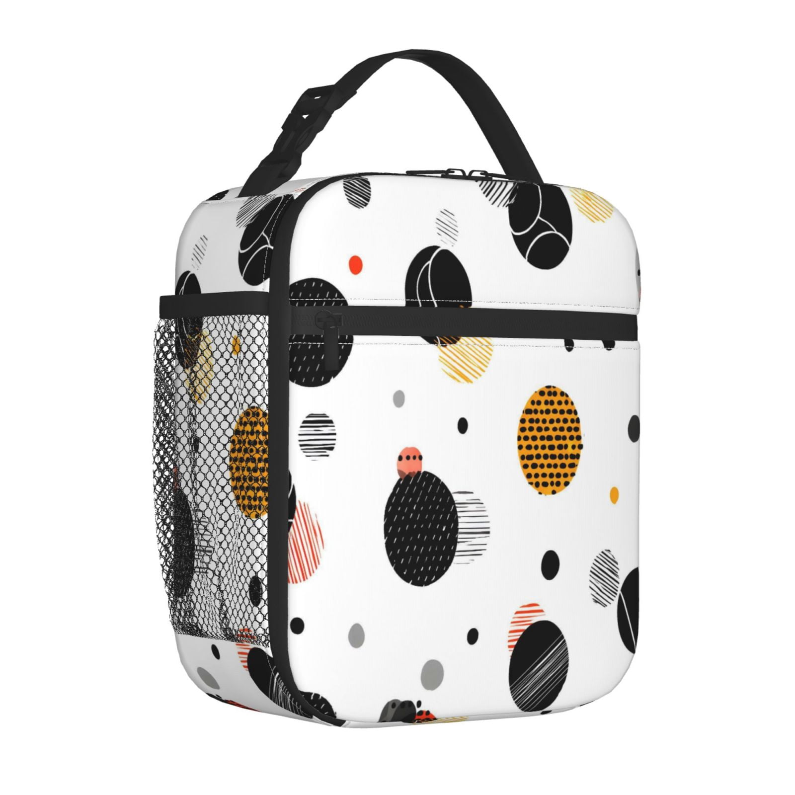 Lunch Bag For Women Men Insulated Portable Lunch Box Bento Box Office Picnic Travel Cooler Bag Geometric Sports Balls Minimalist Vector White Background
