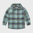 thumbnail image 2 of Odeerbi Toddler Kids Boys Girls Plaid Shirt Fashion Cute Lattice Pattern Print Top Long Sleeve 2025 Casual Shirts Green, 2 of 9