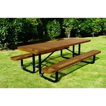 LifeYard 8' Rectangular Metal Picnic Table, 96" L x 62" W, Expanded Metal, (Brown)