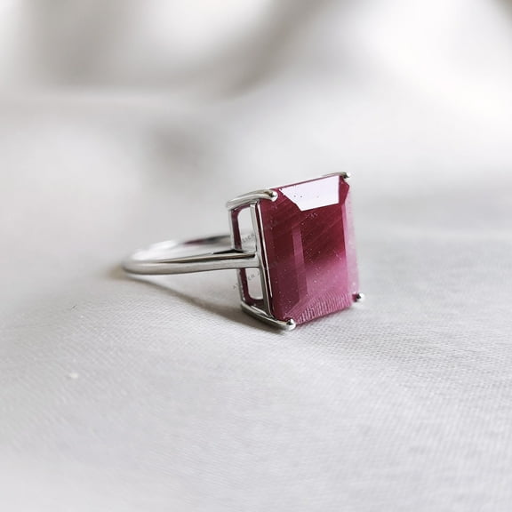 Natural Ruby Ring, 14K Solid White Gold Ruby Ring, July Birthstone Ring, Dainty Ring, Christmas Present, Natural Ruby Jewelry