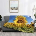 thumbnail image 2 of Rateoe Sky Golden Sunflower Field A Pattern Flannel Throw Blanket, Ultra-soft Blanket for Bed, Couch, Car, Hypoallergenic Anti-pilling blanket-50"x40"(Horizontal), 2 of 6