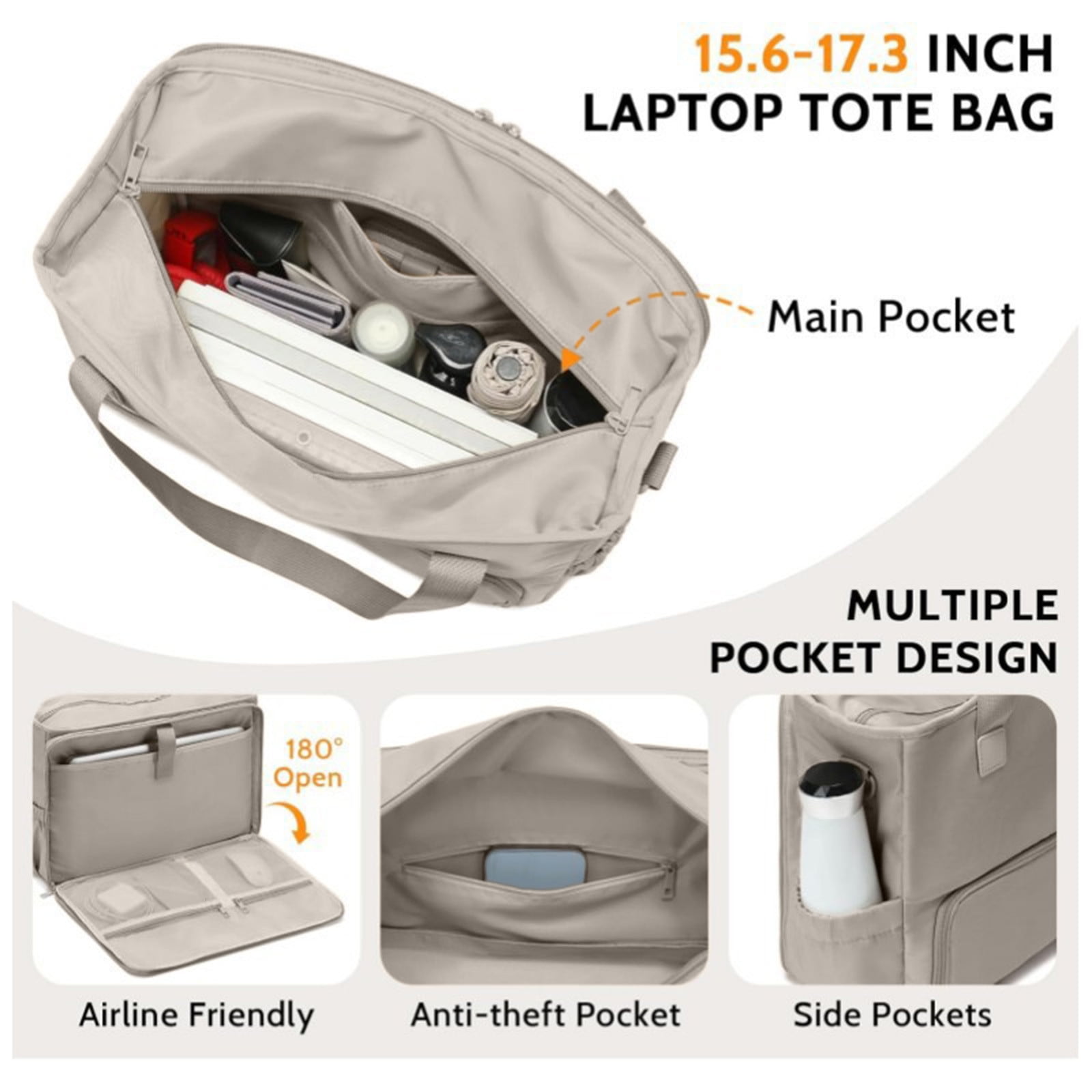 Insulated Lunch Bag for Women, 15.6 Inch Laptop Tote with Large Compartment, Waterproof Work Tote Bag with Side Pockets for Nurse, Teacher, Office, Commute, Professional Lunch Box Cooler Bag
