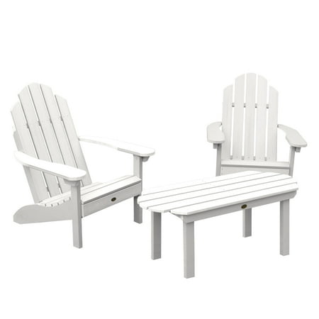 Highwood 3-pc Classic Westport Adirondack Set with 1 Classic Westport 24" W x 48" L Conversation Table - Outdoor, Eco-friendly, Synthetic Wood