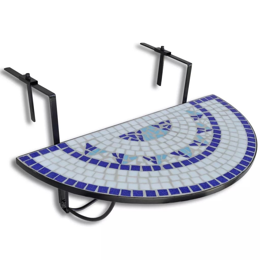 barst Persoon belast met sportgame Cater Mosaic Balcony Folding Semi-Circular Table Outdoor Balcony Hanging Railing  Serving Side Table - Walmart.com