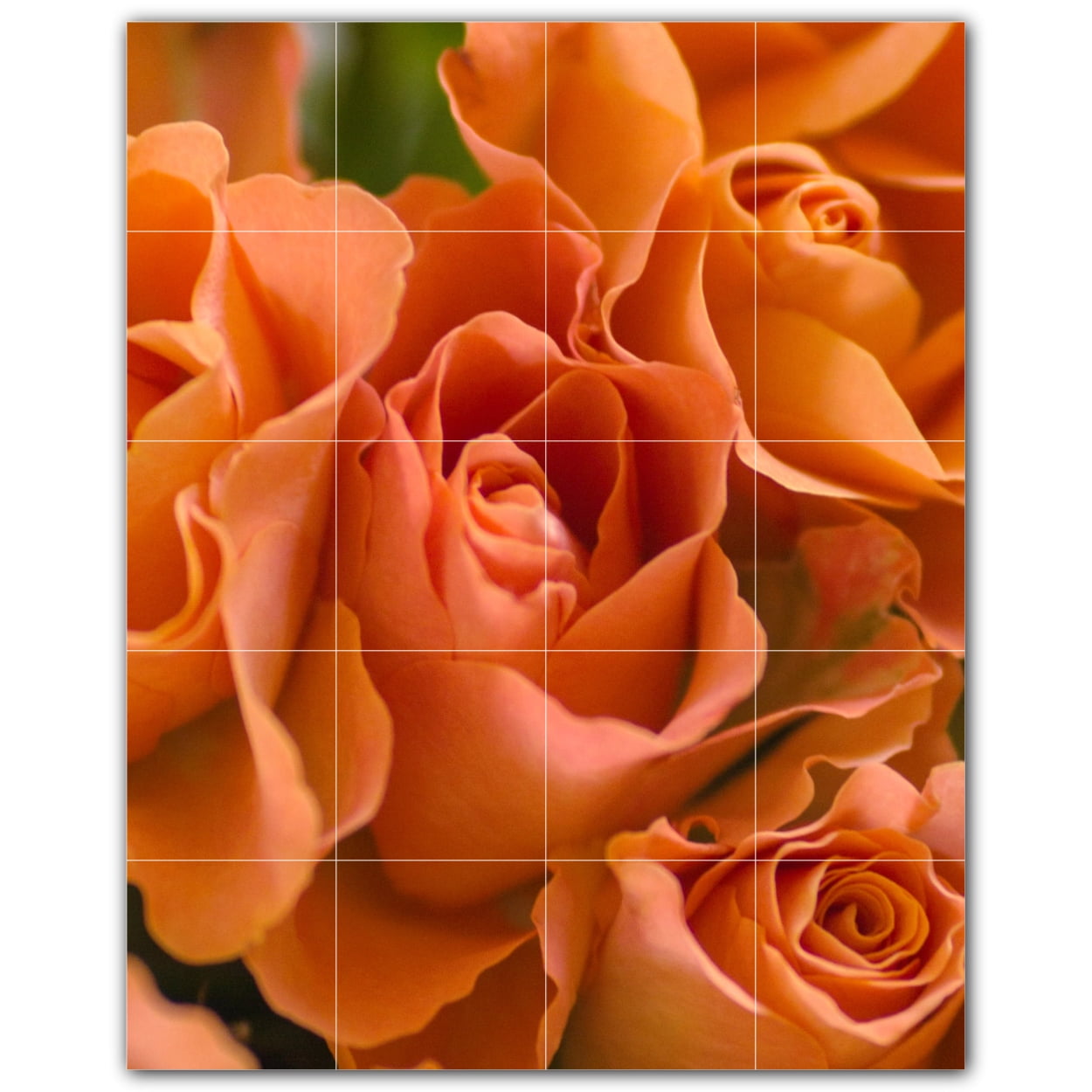 Picture-Tiles.com: Flowers Ceramic Tile Wall Mural WAL500619-45S. 17 W x 21.25 H using (20) 4.25 x 4.25 Ceramic Tiles-Satin Finish