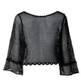 thumbnail image 3 of Ropa Playa Ocean Pacific para Mujer Blusa Corta Crochet Manga Larga Acampanada Negro Talla G, 3 of 4