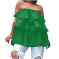 thumbnail image 2 of Under 10,Women's Solid Color Patchwork Wrap Top, Multi-Layer Casual, Plus Size, Easy Care, Versatile Top, Daily Wear, Layering Essential Lightweight Fabric|95%Polyester,5%Spandex,Green, 2 of 8