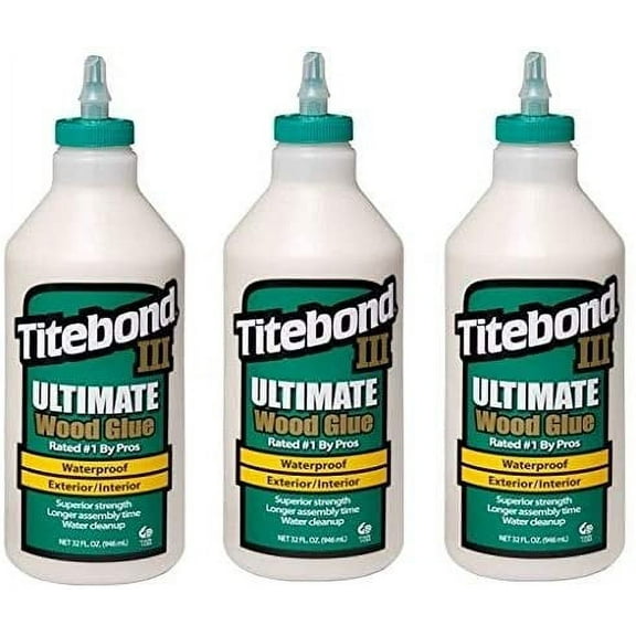 Titebond 1415 III Ultimate Wood Glue, 32-Ounce Bottle,Tan, 1 Qt Pack of 3