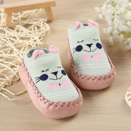 

LYCAQL Toddler Shoes Baby Boys Girls Cartoon Ears Floor Socks Non Slip Baby Step Shoes Socks Rubber Sole Baby Shoes Boy (Green 4 )