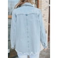 thumbnail image 4 of HOTAPEI Denim Jackets for Women Oversized Jean Jacket Raw Hem Denim Jacket Casual Boyfriend Jean Jacket With 4 Pockets, 4 of 5