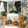 thumbnail image 4 of Outdoor Curtains for Patio Waterproof, Navy Blue Brown Windproof Pravicy Outside Porch Blackout Curtain, Tropical Botanical Palm Leaves Retro Sun Blocking Grommets Curtains for Cabana Gazebo 54"x108", 4 of 9