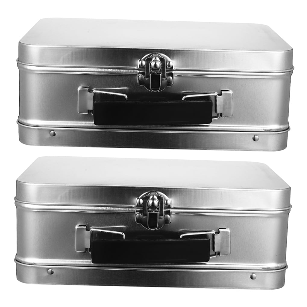 WHAMVOX  2 Pcs Keepsake Jewelry Tinplate Box Storage Travel