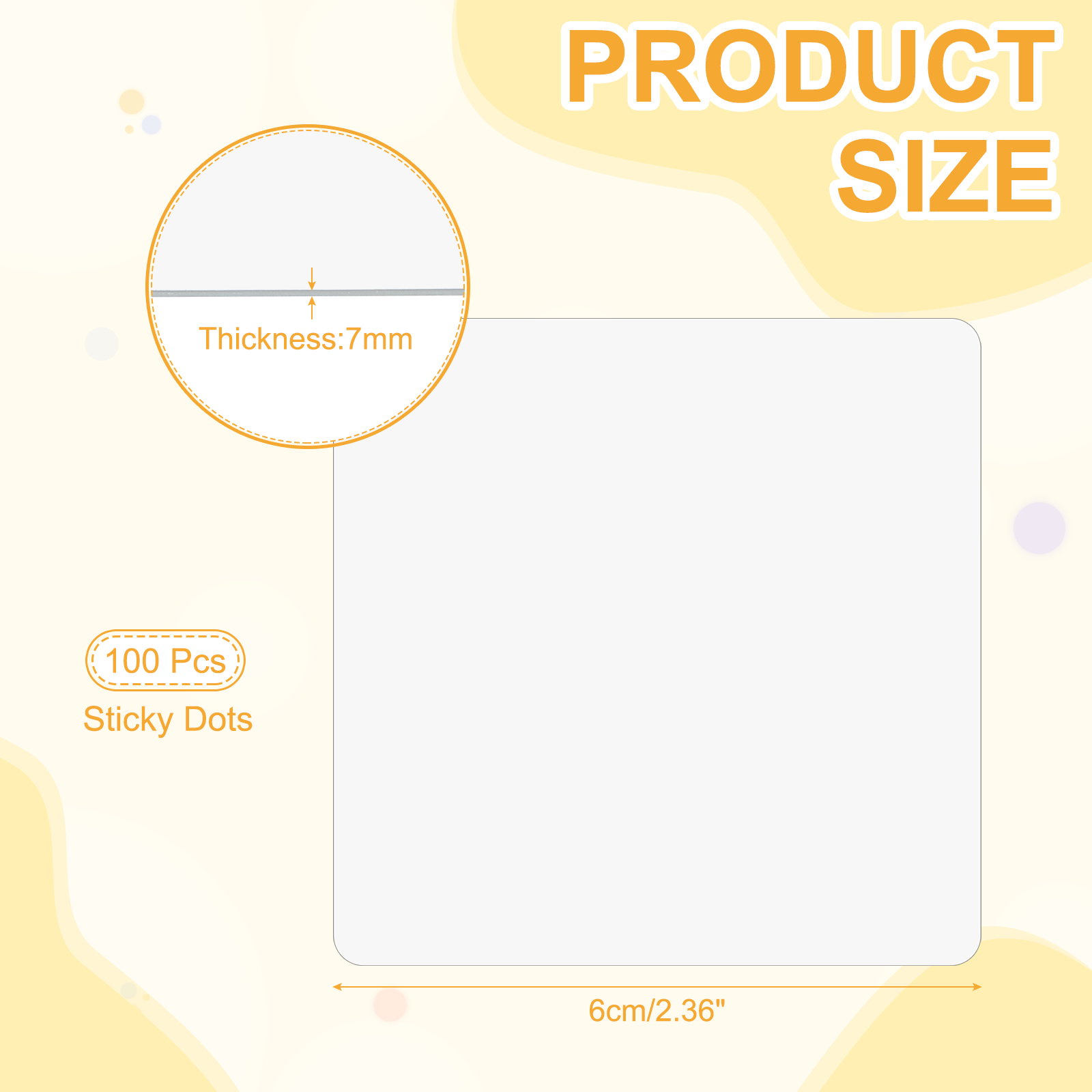 100pcs Double Sided Tape Sticky Dot Stickers, 2.36" Clear Removable Adhesive Sticky Tack Round Mounting Putty Poster Tacky Putty for Festival Decoration Picture