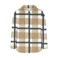 thumbnail image 7 of STETMN Fleece Lined Long Coat for Women Button Lapel Plaid Warm Jacket Loose Fall Coat with Pocket, 7 of 7