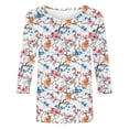 thumbnail image 4 of ZVAVZ Tuniques pour Femmes Coupe Ample, Tunique Décontractée à Imprimé Floral Manches 3/4 Col Rond Mode Été en Solde Multicolore G, 4 of 5