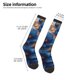 thumbnail image 2 of Fotbe Elegant Blue Gold Blooms Calcetas Divertidas Estampadas para Hombre y Mujer, Calcetas de Algodón hasta la Rodilla para Caminar, Correr, Enfermería y Embarazo, 2 of 6