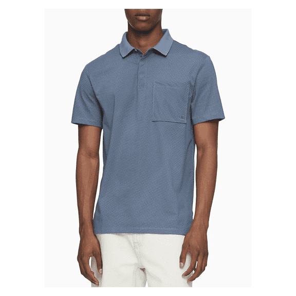 Calvin Klein Men's Short Sleeve Smooth Cotton Dot Print Polo, Flintstone, M