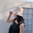 thumbnail image 2 of Chapeau de Pêcheur Pliable Ours Letter Pattern Coton Casquette de Soleil Réglable pour les Femmes, 2 of 10