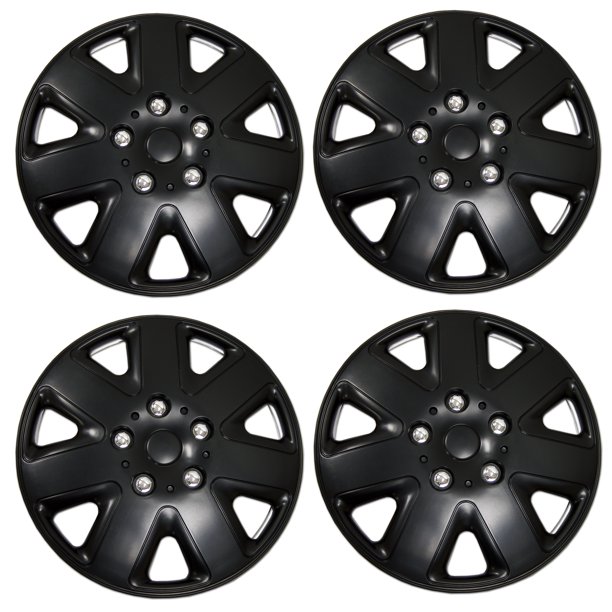Set of 4 Matte Black Hubcaps 16" WSC3026B16 Hub Caps Wheel Skin