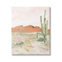 Stupell Industries Cactus Plants Dry Desert Scene Distant Cliffs Painting Gallery Wrapped Canvas Print Wall Art, Design by Lanie Loreth
