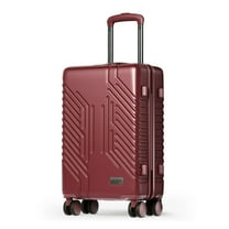 Alpha Joy Hard-shell ABS PC Rolling Luggage 20" Carry-on Luggage with USB Port, Ruby