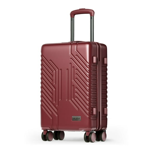 Alpha Joy Hard-shell ABS PC Rolling Luggage 20" Carry-on Luggage with USB Port, Ruby