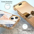thumbnail image 3 of Casetego for iPhone 15 Case 6.1",Shiny Bling Marble Full Body Protective Support Wireless Charing Bumper Rugged Anti-Scratch Hybrid Rubber Case Cover,White Gold, 3 of 6