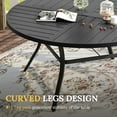 thumbnail image 4 of Vicllax Outdoor Patio Dining Table Dia.60" Slatted Tabletop Metal Frame with Umbrella Hole, Black, 4 of 7