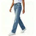 thumbnail image 6 of SAWOBUUN Women High Waist Straight Leg Jeans 4 Button Washed Gradient Denim Pants Thick Winter Casual Denim Jeans, 6 of 9