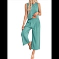 thumbnail image 3 of Conjunto de Dos Piezas de Verano para Mujer: Top Corto Básico Sin Mangas con Cuello Redondo y Pantalones Anchos con Bolsillos Judías XXL, 3 of 7