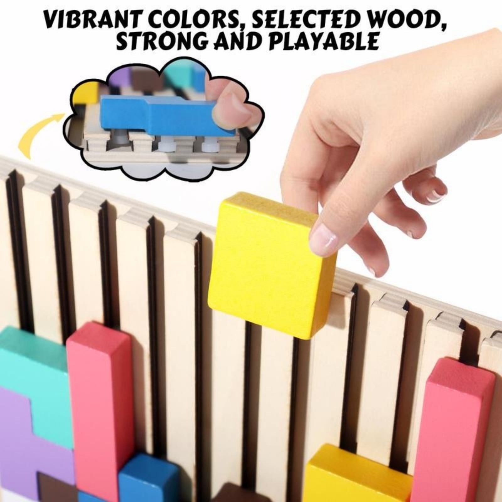 BUTOMKY Montessori Wooden Block Puzzle - 3D Russian Stacking Jigsaw, Colorful Educational Brain Teaser Toy, Family Activity Board Game & Ideal Gift for 3-5 Year Old Boys & Girls