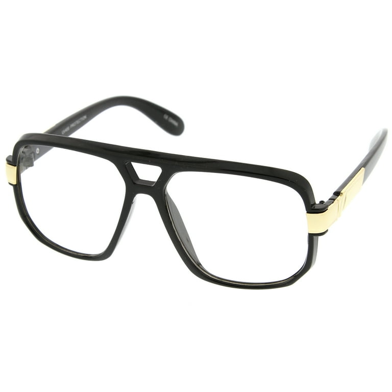zerouv - classic flat top metal accented temples clear lens square