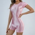thumbnail image 2 of Womens Sexy Bodysuit Lingerie One Piece Clearance Shiny Silk Slip Front Seamless Shorts Tights One Piece Jumpsuit, 2 of 6