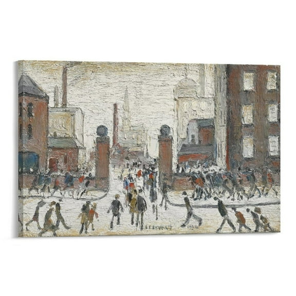 LS Lowry A Mill Scene, Wigan Large Canvas Printing Famous Paintings Wall Decoration Painting Artwork Gifts Canvas Painting Poster Wall Art Decorative Picture Prints Modern Decor 16x24inch(40x60cm)