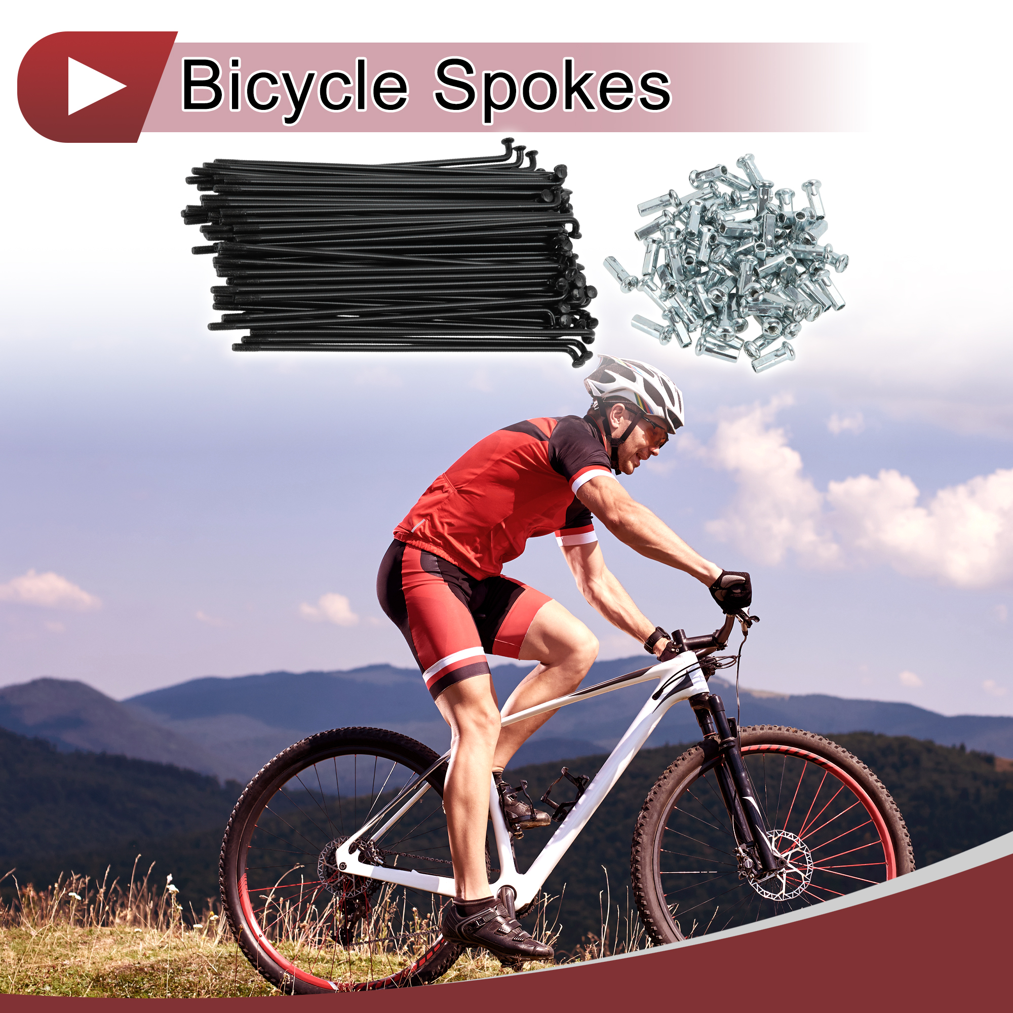 Unique Bargains 72Pcs 12G Bicycle Spokes Bike Wheel Spokes Carbon Steel Black 5"