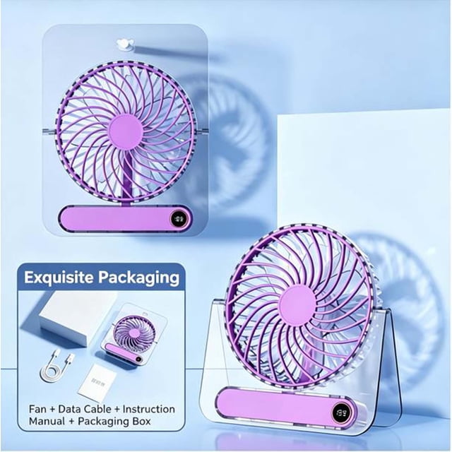 Desktop Fan Household Small Fan USB Rechargeable Outdoor Portable Folding Card Fan