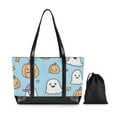 thumbnail image 7 of FORMRS Canvas Laptop Tote Bag for Women with 15.6" Computer Compartments Shoulder Handbag, Blue Halloween Ghosts, 7 of 7