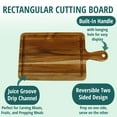 thumbnail image 6 of EcoDecors 15.5" x 8.5" Edge Grain FSC Teak Cutting Board with Handle, 6 of 8
