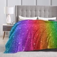 thumbnail image 4 of Kll Fleece Blanket Plush Throw Blanket Rainbow Glitter,Soft Fuzzy Cozy Flannel Blanket For Couch Sofa Bed.(60"X50"), 4 of 9