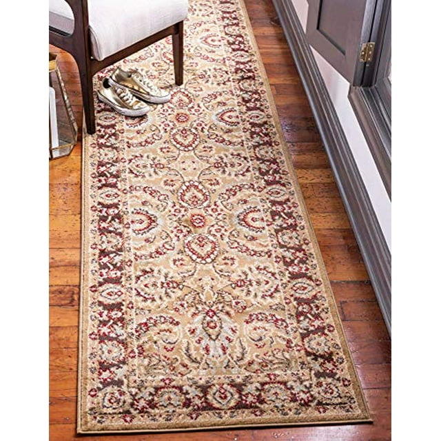 Unique Loom Voyage Collection Traditional Oriental Classic Runner Rug, 2 Feet 7 Inch x 10 Feet, Gold/Brown