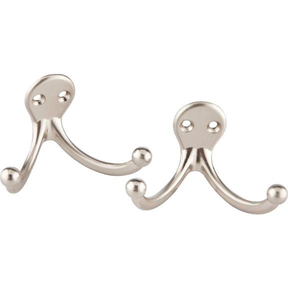 National Hardware N325-522 V163 Double Clothes Hooks in Satin Nickel, 2 pack