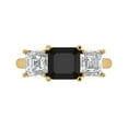 thumbnail image 2 of 4.0ct square emerald cut black natural onyx 14k yellow gold 3 stone Bridal Wedding Engagement Promise Anniversary Ring for Women size 10.75, 2 of 7