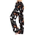thumbnail image 4 of Halloween Pajama Pants Women's Drawstring Lounge Bottoms, Cute Ghost & Pumpkin Print Loose Fit Sleepwear Trousers, Soft Elastic Waist Leggings, 1 Pc Wine M, 4 of 5